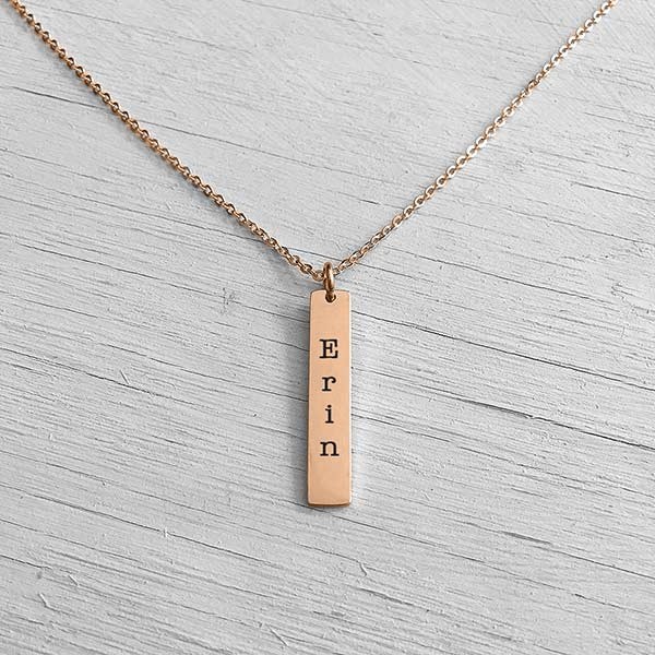 Drop Bar Necklace Rose Gold