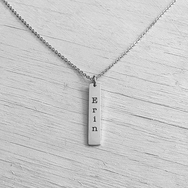 Drop Bar Necklace Silver