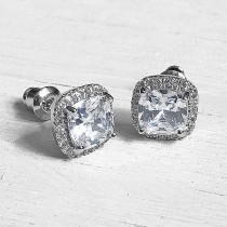 Square Cubic Zirconia Stud Earrings